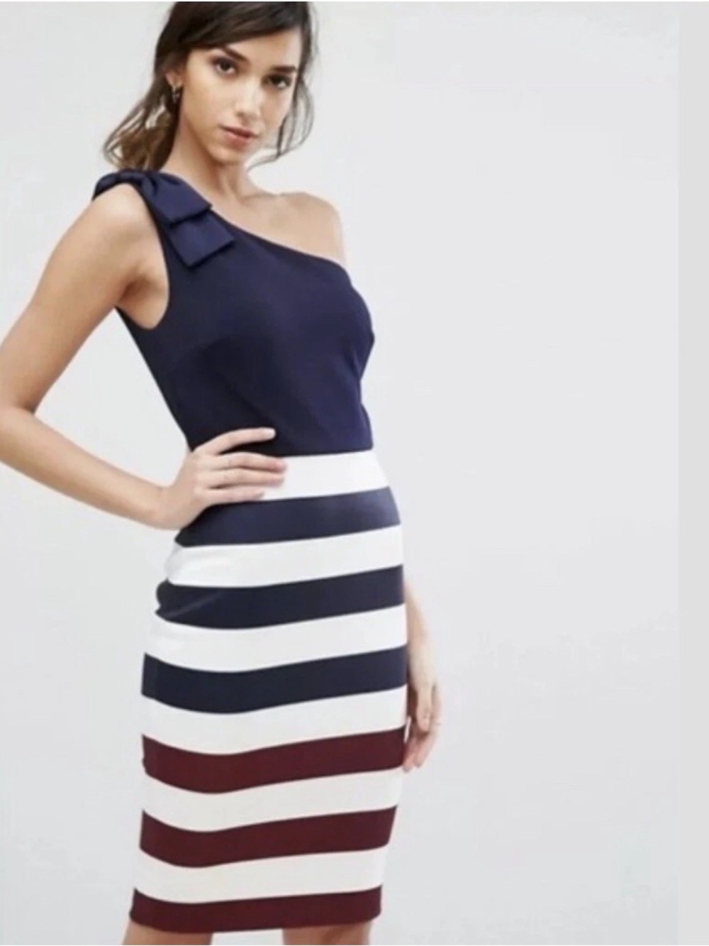 Ted Baker London Hilila One-Shoulder Rowing Stripe Dress